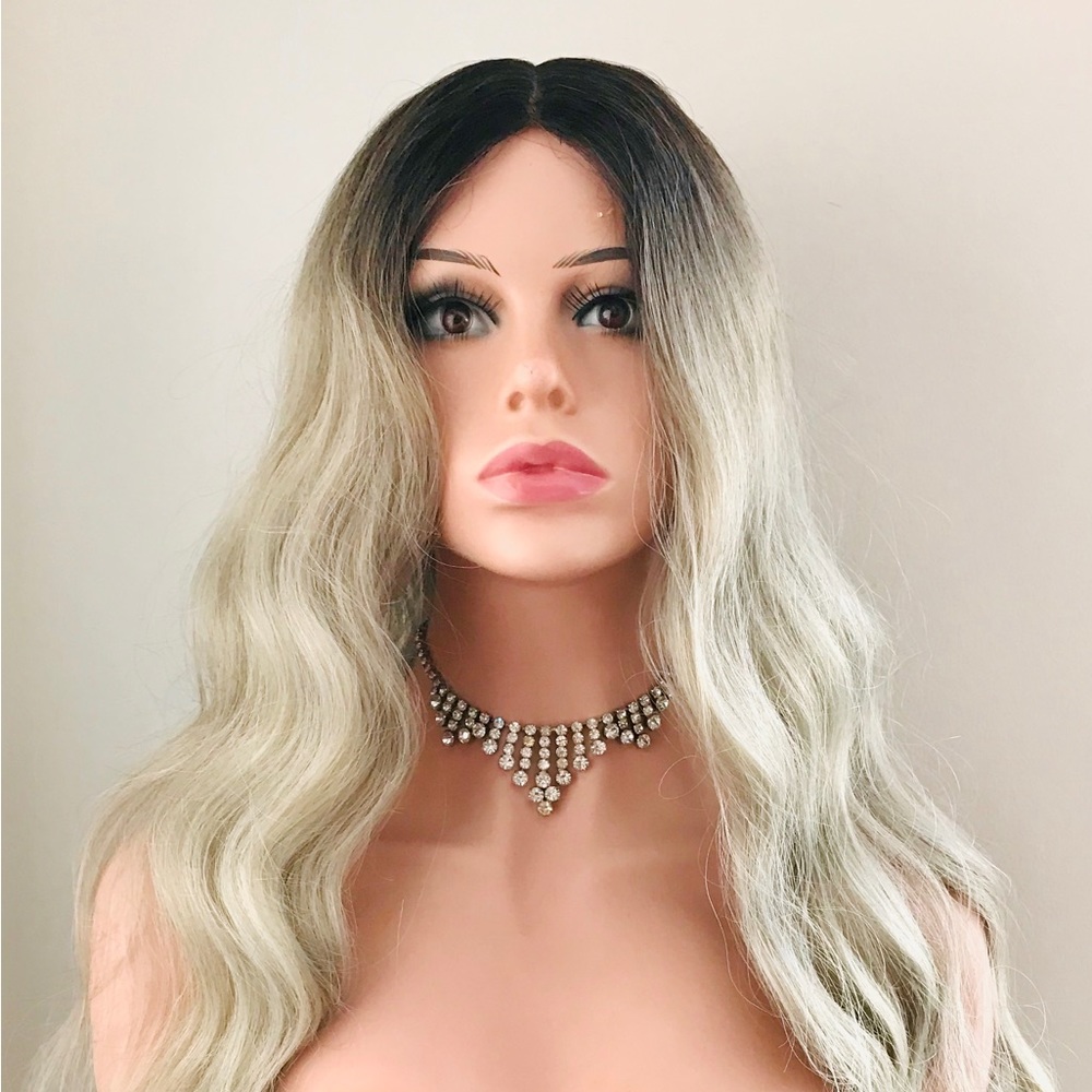 Pretty in Ombre Platinum Ash “Put On & Go” Premium Fiber Wig -Daily Wear/Events